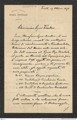 Nachlass Franz Steindachner, Brief von Antonio Valle an Franz Steindachner (29.10.1890), Inv.Nr. 557.02, Seite 1